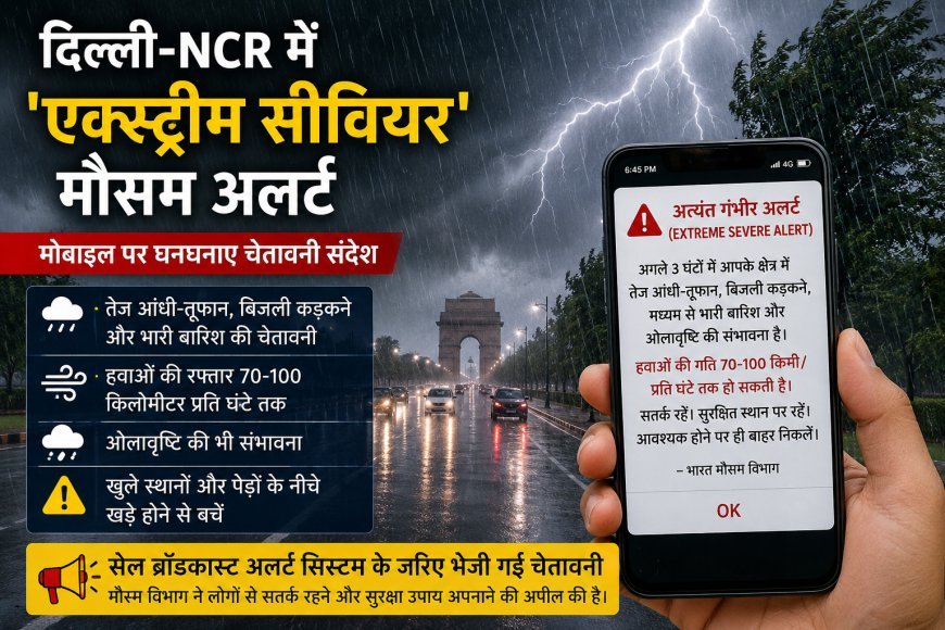 दिल्ली-एनसीआर में ‘एक्स्ट्रीम सीवियर’ मौसम अलर्ट, मोबाइल पर घनघनाए चेतावनी संदेश