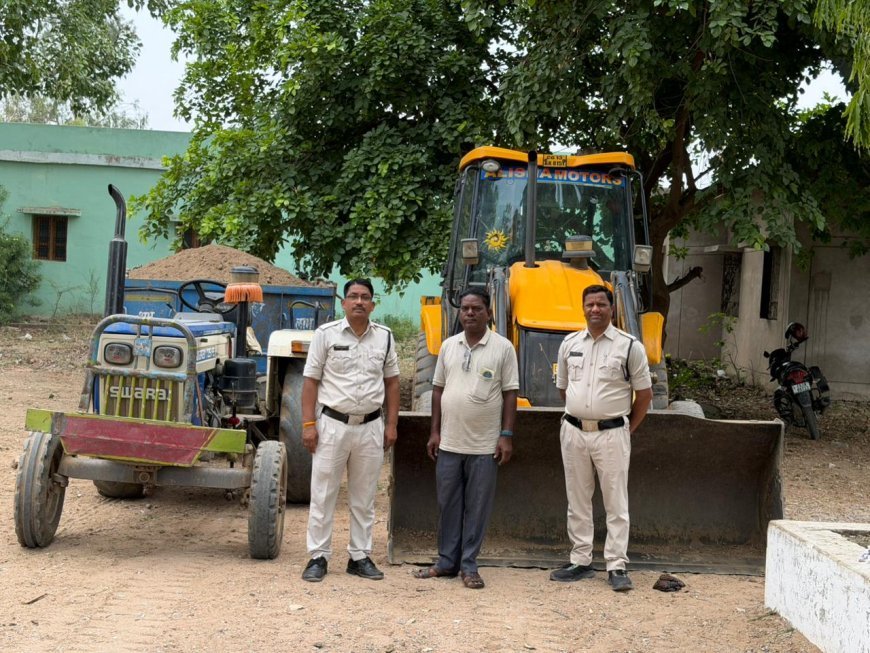 नहर क्षेत्र में अवैध मुरुम उत्खनन पर कार्रवाई, जेसीबी और ट्रैक्टर-ट्रॉली जब्त