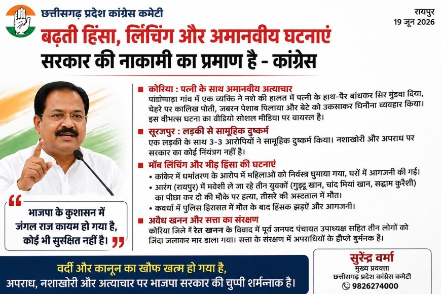 बढ़ती हिंसा, लिंचिंग और अमानवीय घटनाओं को लेकर कांग्रेस का भाजपा सरकार पर हमला