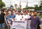 दुर्ग में कांग्रेस का उग्र प्रदर्शन, मोदी का पुतला दहन और कैंडल मार्च, शिक्षा मंत्री के इस्तीफे की मांग