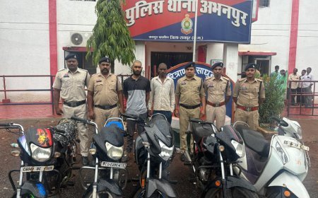 रायपुर ग्रामीण पुलिस ने दोपहिया वाहन चोर गिरोह का किया पर्दाफाश, 5 बाइक बरामद