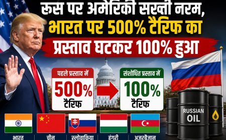 भारत को बड़ी राहत! रूसी तेल पर 500% टैरिफ प्रस्ताव घटकर 100%, ट्रंप समर्थित बिल में बड़ा बदलाव
