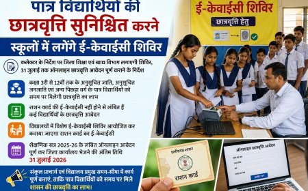 पात्र विद्यार्थियों के लिए स्कूलों में लगेंगे ई-केवाईसी शिविर, 31 जुलाई तक पूरे होंगे छात्रवृत्ति आवेदन