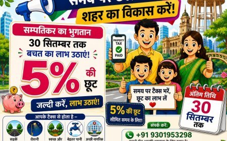 30 सितंबर 2026 तक संपत्तिकर जमा करने पर रायपुर नगर निगम देगा 5 प्रतिशत की छूट
