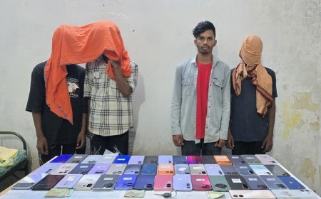 बगीचा पुलिस ने 18.75 लाख की मोबाइल चोरी का किया खुलासा, 4 आरोपी गिरफ्तार, 47 मोबाइल बरामद
