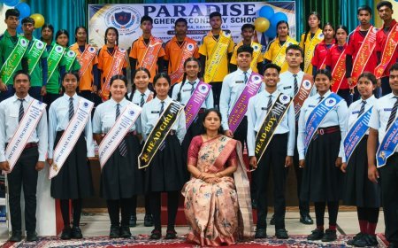 पैराडाइज स्कूल में छात्र परिषद का शपथ ग्रहण समारोह संपन्न, नव निर्वाचित छात्र नेताओं ने संभाली जिम्मेदारी