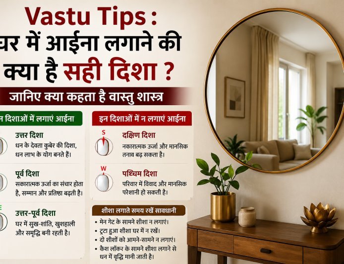 Vastu Tips: घर में आईना लगाने की सही दिशा क्या है? जानिए वास्तु शास्त्र के नियम