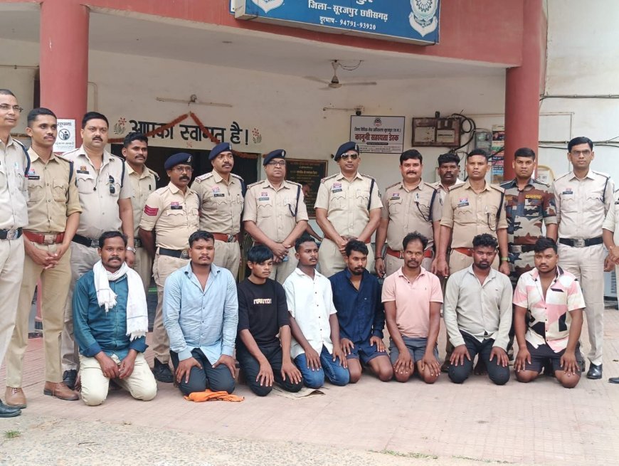 डायल-112 के आरक्षक और चालक पर हमला करने के मामले में 8 आरोपी गिरफ्तार, प्रतापपुर पुलिस की कार्रवाई