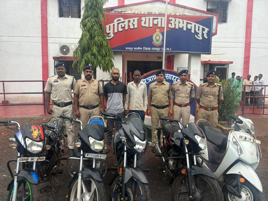 रायपुर ग्रामीण पुलिस ने दोपहिया वाहन चोर गिरोह का किया पर्दाफाश, 5 बाइक बरामद