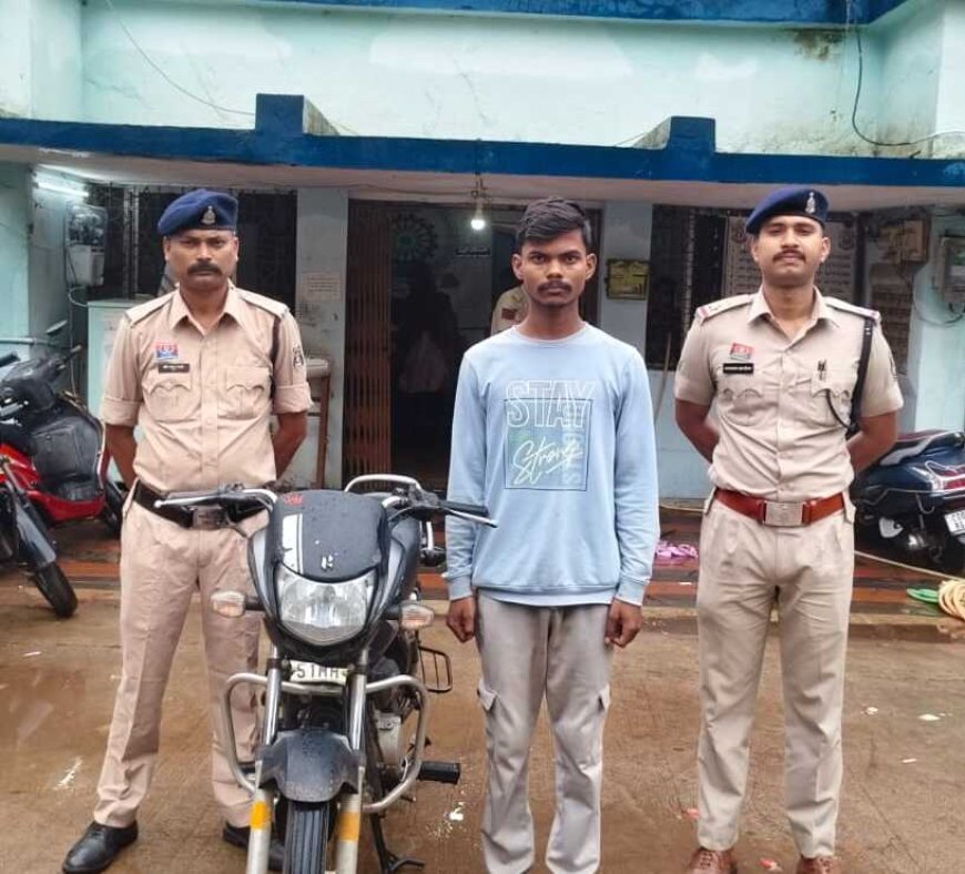 दुर्ग: बुजुर्ग दंपत्ति से लूट करने वाला आरोपी 24 घंटे में गिरफ्तार, हथियार और बाइक बरामद