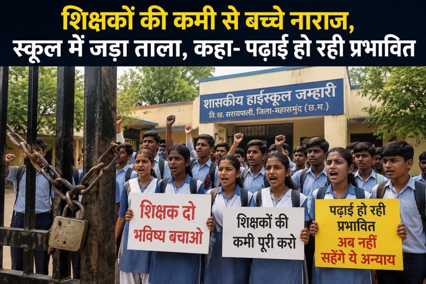 महासमुंद में शिक्षकों की कमी पर छात्रों का विरोध, हाईस्कूल में जड़ा ताला