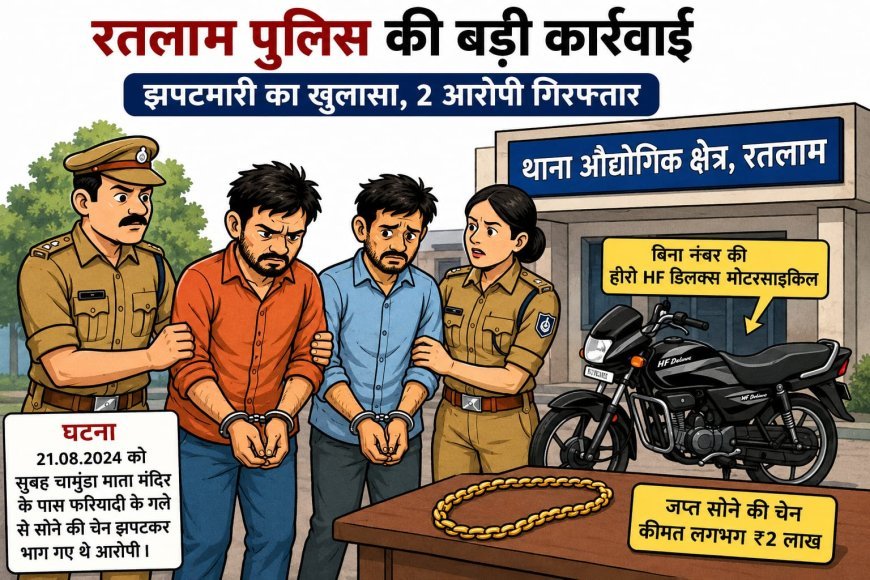 एक साल बाद चेन झपटमारी का खुलासा, रतलाम पुलिस ने दो आरोपी गिरफ्तार