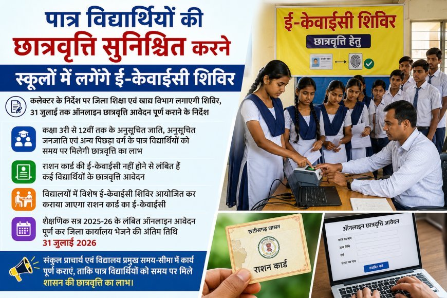 पात्र विद्यार्थियों के लिए स्कूलों में लगेंगे ई-केवाईसी शिविर, 31 जुलाई तक पूरे होंगे छात्रवृत्ति आवेदन