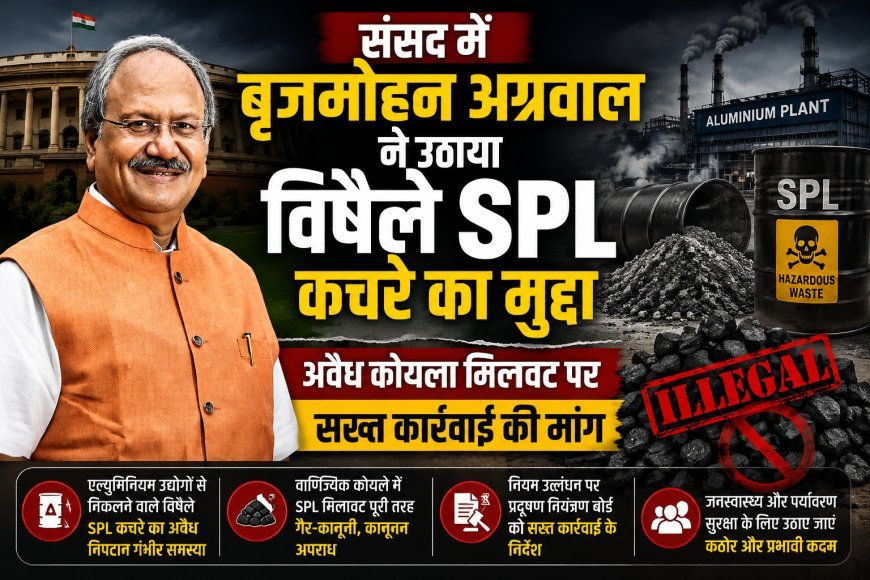 संसद में बृजमोहन अग्रवाल ने उठाया विषैले SPL कचरे का मुद्दा, अवैध कोयला मिलावट पर सख्त कार्रवाई की मांग
