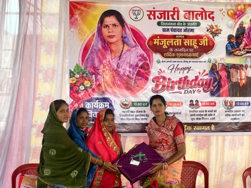 जन्मदिन को सेवा दिवस बनाकर सरपंच मंजुलता साहू ने पेश की मिसाल, बच्चों को जूते-मोजे वितरित कर दिया सामाजिक सरोकार का संदेश