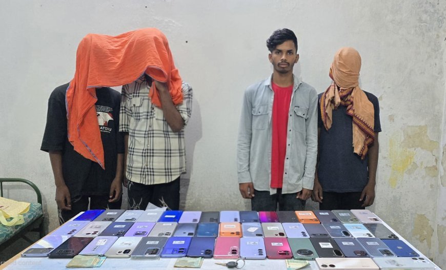 बगीचा पुलिस ने 18.75 लाख की मोबाइल चोरी का किया खुलासा, 4 आरोपी गिरफ्तार, 47 मोबाइल बरामद