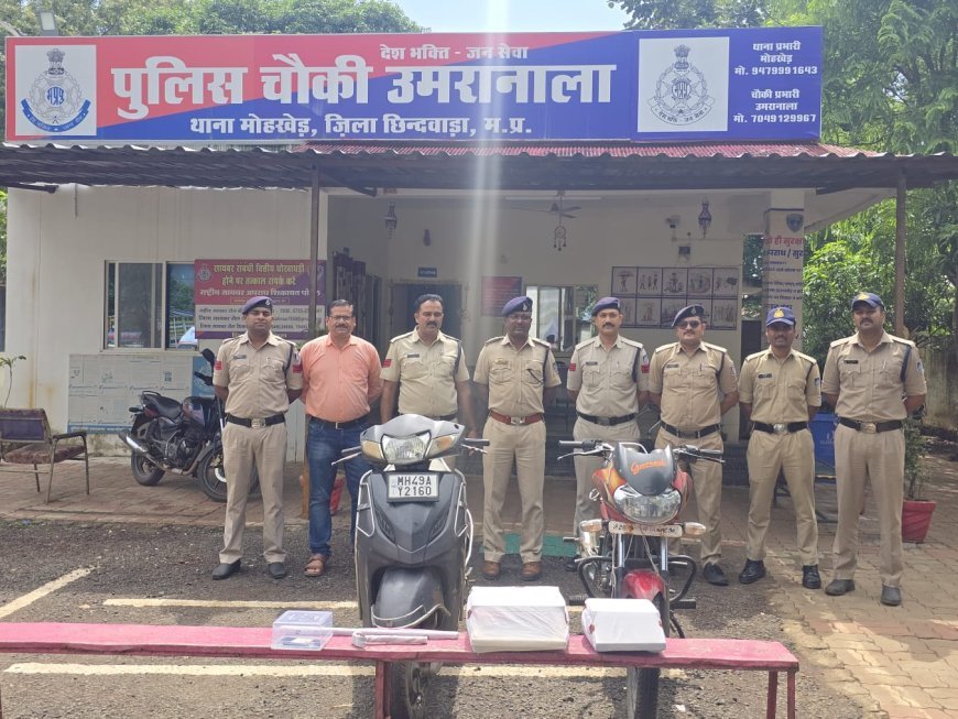 उमरानाला पुलिस ने तीन चोरी के मामलों का किया खुलासा, तीन आरोपी गिरफ्तार, ₹1.50 लाख की संपत्ति बरामद