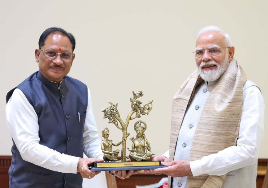 संसद भवन में प्रधानमंत्री मोदी से मिले मुख्यमंत्री विष्णु देव साय, बस्तर विजन और छत्तीसगढ़ के विकास पर हुई चर्चा