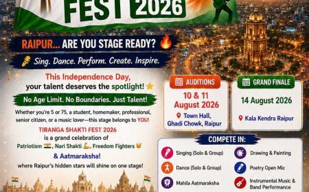रायपुर में 8 से 11 अगस्त तक होगा ‘तिरंगा शक्ति फेस्ट 2026’, 14 अगस्त को शहीद स्मारक में ग्रैंड फिनाले