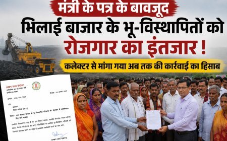 मंत्री के पत्र के बावजूद भिलाई बाजार के भू-विस्थापितों को रोजगार का इंतजार, कलेक्टर से मांगा कार्रवाई का हिसाब