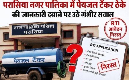 परासिया नगर पालिका में पेयजल टैंकर ठेके की जानकारी पर सवाल, RTI आवेदन निरस्त होने से पारदर्शिता को लेकर उठे गंभीर प्रश्न