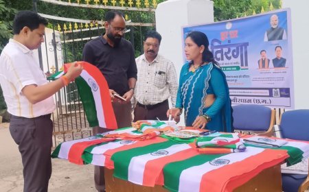 हर घर तिरंगा अभियान से जुड़ी महिला समूह की दीदियां, बिहान समूह कर रही तिरंगा निर्माण और विक्रय