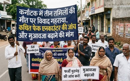 कर्नाटक में तीन तमिलों की मौत पर विवाद गहराया, कथित फेक एनकाउंटर की जांच और मुआवजा बढ़ाने की मांग