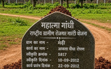 “पौधारोपण वाली जमीन बनी खुदाई का मैदान, मढ़ी में मुरूम खनन पर ग्रामीणों के सवाल।”