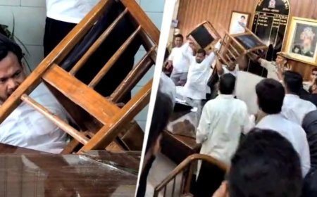 दिल्ली में कांग्रेस पार्षद हाजी जरीफ से मारपीट, वकीलों ने कुर्सियां फेंकीं; वीडियो वायरल