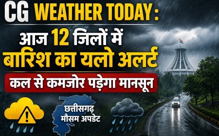 CG Weather Today: छत्तीसगढ़ के 12 जिलों में आज बारिश का यलो अलर्ट, शुक्रवार से कमजोर पड़ेगा मानसून