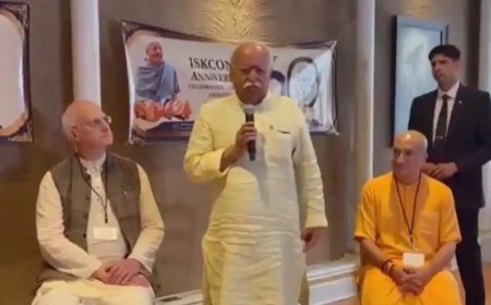 RSS प्रमुख मोहन भागवत ने न्यूयॉर्क के पहले ISKCON मंदिर से दिया संदेश, बोले- कृष्ण चेतना से मिल सकती है शांति