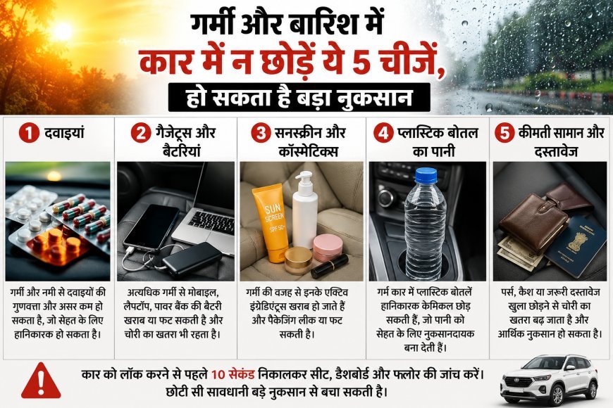 गर्मी और बारिश में कार में न छोड़ें ये 5 चीजें, हो सकता है बड़ा नुकसान