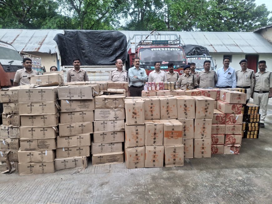 आलीराजपुर में बड़ी कार्रवाई, पंचायत भवन के पीछे से 230 पेटी अवैध शराब जब्त