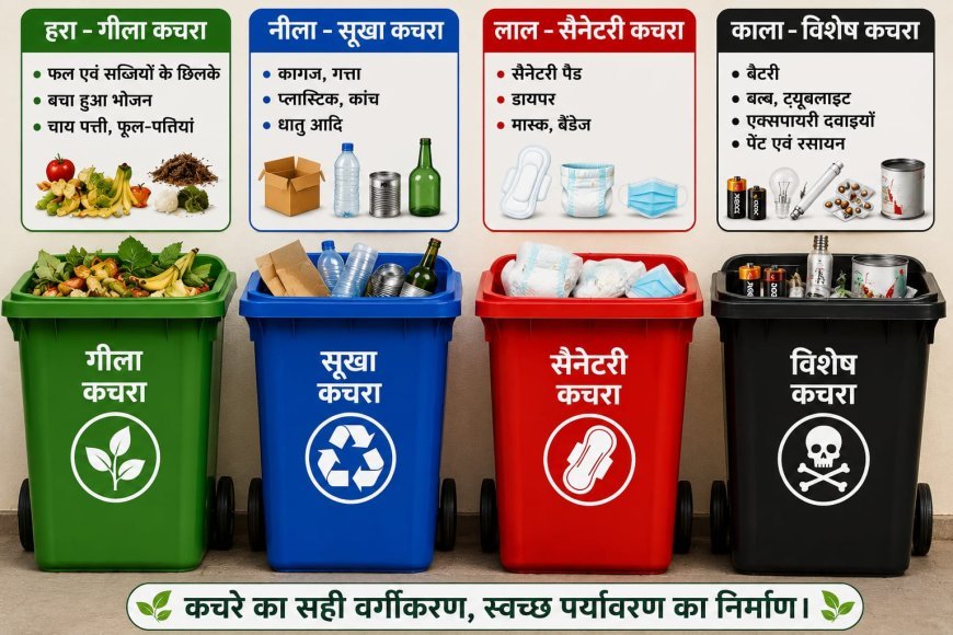 चार रंगों वाले डिब्बों से संवर रहे गांव, कचरा पृथक्करण से स्वच्छता अभियान को मिल रही नई दिशा