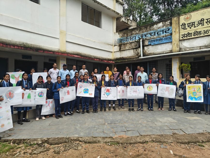 टी.बी. मुक्त भारत अभियान के तहत पीएम आत्मानंद स्कूल मरवाही में जागरूकता एवं प्रतियोगिता कार्यक्रम आयोजित