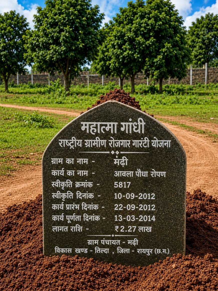 “पौधारोपण वाली जमीन बनी खुदाई का मैदान, मढ़ी में मुरूम खनन पर ग्रामीणों के सवाल।”