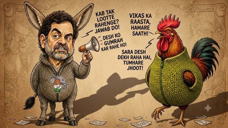 सोशल मीडिया पर कांग्रेस-भाजपा के बीच मुर्गा और गधा वाला कार्टून वार, एक-दूसरे पर जमकर साधा निशाना