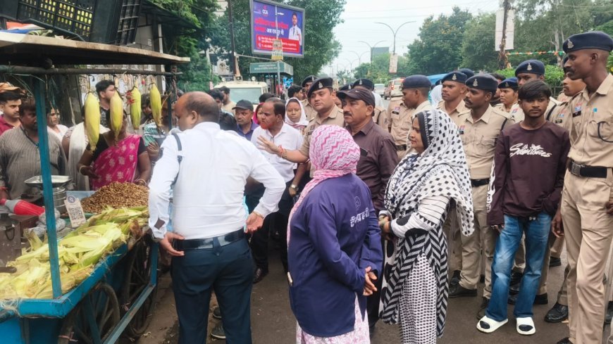 टीम प्रहरी की कार्रवाई: एम्स अस्पताल के सामने से हटाए ठेले, जीई रोड टाटीबंध अतिक्रमण मुक्त