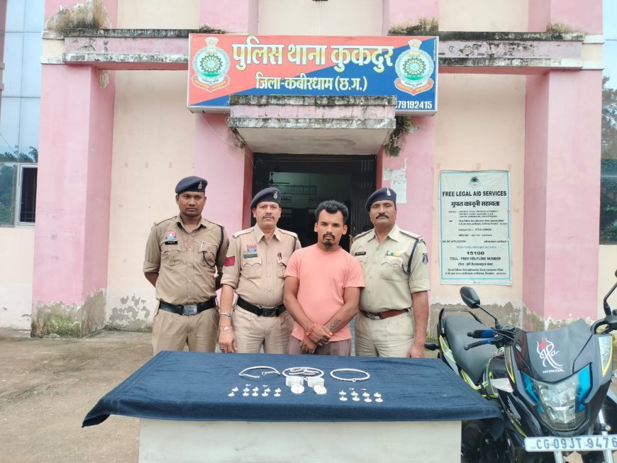 कुकदूर पुलिस ने चोरी के दो मामलों का किया खुलासा, शातिर चोर गिरफ्तार, 2.50 लाख का मशरूका बरामद
