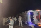 बालाघाट में नारायण बस पलटी, 45 यात्री थे सवार; अर्टिगा से टकराने के बाद हुआ हादसा