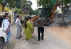 गीतांजलि नगर में एमओएस क्षेत्र के अतिरिक्त निर्माण पर निगम की कार्रवाई, निर्माण का हिस्सा तोड़ा