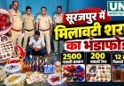 सूरजपुर में मिलावटी शराब का भंडाफोड़, 2500 नकली ढक्कन और 200 रैपर समेत 12 लीटर शराब जब्त