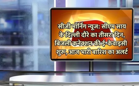 CG Morning News: CM साय के दिल्ली दौरे का तीसरा दिन, बिजली कनेक्शन की ई-केवाईसी शुरू, आज भारी बारिश का अलर्ट