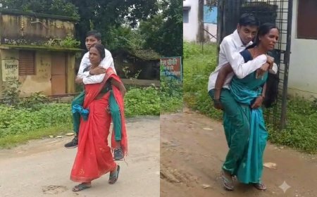 ‘सपनों को पंख देती मां!’ दिव्यांग बेटे को पीठ पर बैठाकर 10 किमी दूर स्कूल पहुंचाती है मां