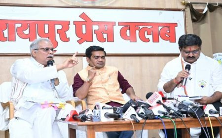 रायपुर प्रेस क्लब में PM आवास पर भूपेश बघेल और विजय शर्मा आमने-सामने, आंकड़ों पर तीखी बहस