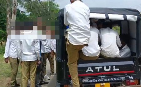 शहडोल में 5 सीटर ऑटो में 18 से ज्यादा स्कूली बच्चे, NH-43 पर ओवरलोडिंग का वीडियो वायरल