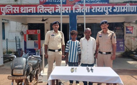 तिल्दा नेवरा में राहगीरों को डराने का आरोप, धारदार हथियारों के साथ 2 आरोपी गिरफ्तार