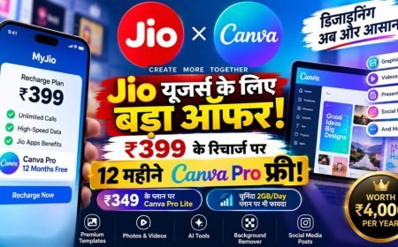 Jio Canva Pro Offer: ₹399 रिचार्ज पर 12 महीने तक Canva Pro फ्री, जानें पूरी डिटेल