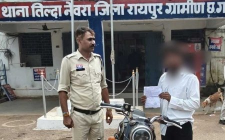 मोडिफाइड साइलेंसर वाली बुलेट पर तिल्दा-नेवरा पुलिस की कार्रवाई, 5 हजार का चालान
