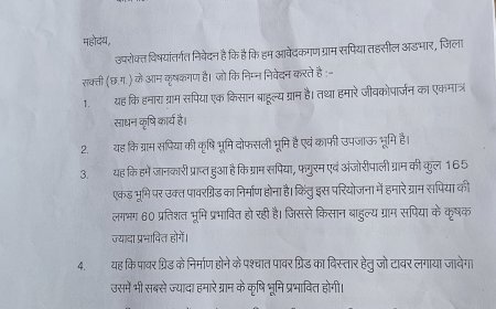 पावर ग्रिड के लिए जमीन अधिग्रहण का विरोध, किसानों ने कलेक्टर से लगाई गुहार